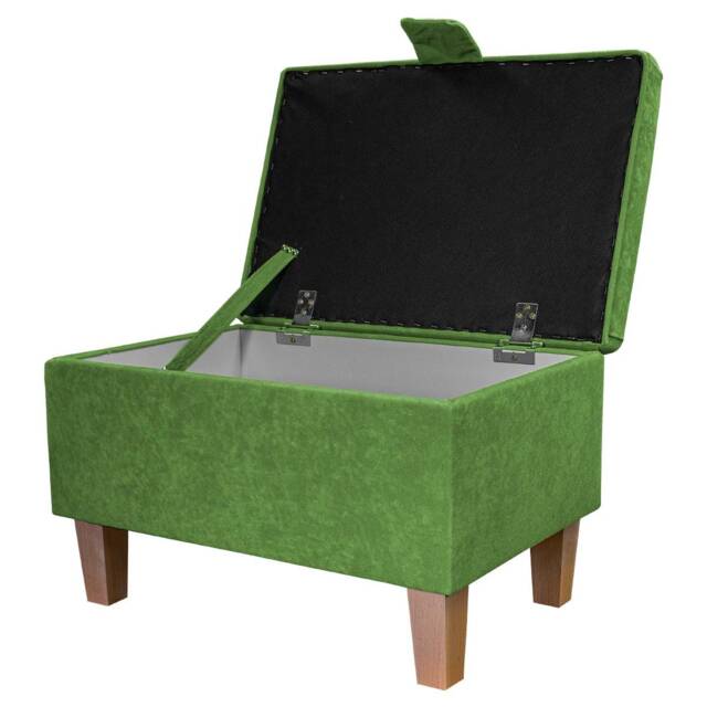 Grass Green Handmade Storage Ottoman Footstool - Upholstered Pouffe Toy Box British Bespoke Made - image 1