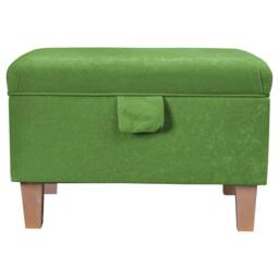 Grass Green Handmade Storage Ottoman Footstool - Upholstered Pouffe Toy Box British Bespoke Made - thumbnail 3