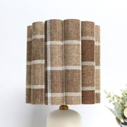 Handmade Brown Plaid Fabric Table Lamp Ceramic Base For Home Grfts-87# - thumbnail 3
