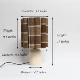 Handmade Brown Plaid Fabric Table Lamp Ceramic Base For Home Grfts-87# - thumbnail 2