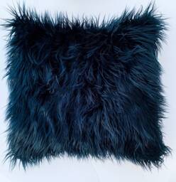 Navy Blue Faux Fur Pillow Cover, Throw Pillow, Sham, Fur Accent Blue Pillowhome Decor - thumbnail 1