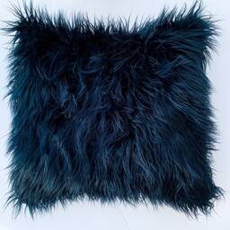 Navy Blue Faux Fur Pillow Cover, Throw Pillow, Sham, Fur Accent Blue Pillowhome Decor - thumbnail 2