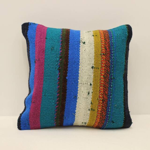 Vintage Turkish Kilim Pillow Cover, Boho Throw 12x12 - image 1