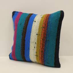 Vintage Turkish Kilim Pillow Cover, Boho Throw 12x12 - thumbnail 3