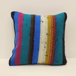 Vintage Turkish Kilim Pillow Cover, Boho Throw 12x12 - thumbnail 1