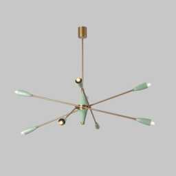 Mid Century Eight-Arm Sputnik Chandelier - Brushed Brass Finish Pendant Light Modern Bedroom Ceiling Fixture - thumbnail 3