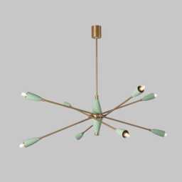 Mid Century Eight-Arm Sputnik Chandelier - Brushed Brass Finish Pendant Light Modern Bedroom Ceiling Fixture - thumbnail 1