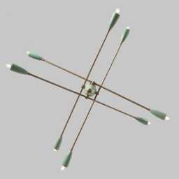 Mid Century Eight-Arm Sputnik Chandelier - Brushed Brass Finish Pendant Light Modern Bedroom Ceiling Fixture - thumbnail 2