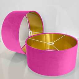 New Luxury Premium Quality Cerise Merchanda Pink Drum Velvet Lamp Shade Pendant Suitable For All Ceilings & Tables Sizes Availab - thumbnail 2