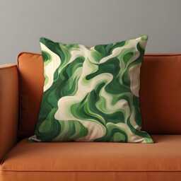 Green Marble Swirl Cushion Cover, Modern Abstract Throw Pillow Bedroom Decor, Any Size Case, Eclectic Home Decoration - thumbnail 3