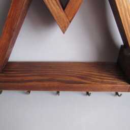 Mountain Key Holder With Shelf - Rustic Wooden Wall Rack Entryway Organizer - thumbnail 4