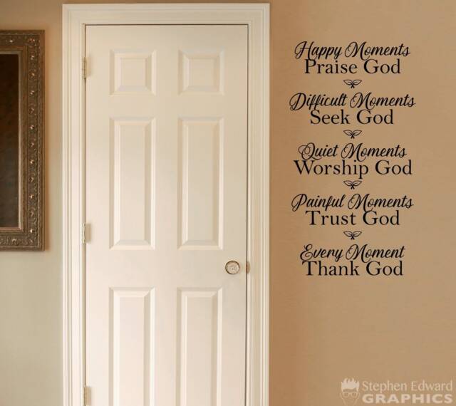 Happy Moments Praise God Wall Decal - Christian Decor Vinyl Quote Sticker - image 1