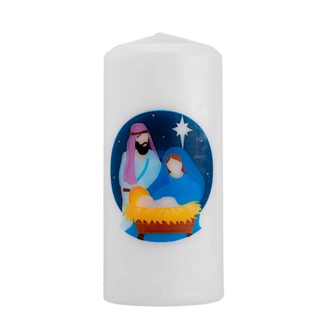 The Nativity Scene Pillar Candle -Unscented, White, Eco & Vegan Friendly. - Delivery Duty Paid To The Usa - image 1