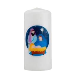 The Nativity Scene Pillar Candle -Unscented, White, Eco & Vegan Friendly. - Delivery Duty Paid To The Usa - thumbnail 1