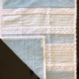 "Handmade Modern Baby Minky Blanket Light Blue ""Loved" - thumbnail 2