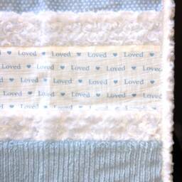 "Handmade Modern Baby Minky Blanket Light Blue ""Loved" - thumbnail 3