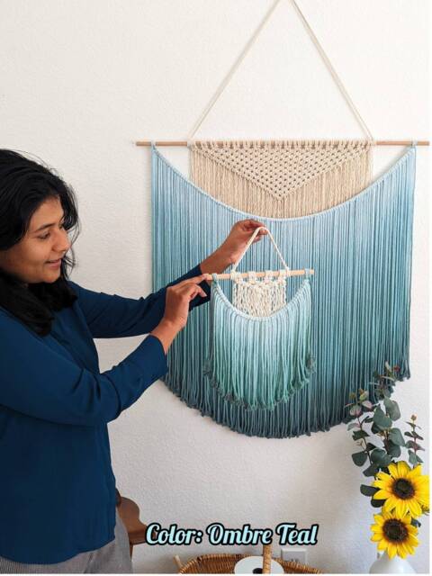 Customizable Macrame Wall Hanging in Ombre Colors, Bohemian Home Decor, Handwoven & Dip-Dyed Tapestry, Chic Natural Cotton Art Piece - image 1