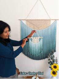 Customizable Macrame Wall Hanging in Ombre Colors, Bohemian Home Decor, Handwoven & Dip-Dyed Tapestry, Chic Natural Cotton Art Piece