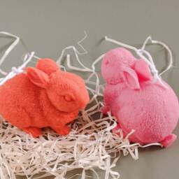 Rabbit-Shaped Candle With A Fluffy Texture, Soywax & Beeswax , Home Decor - thumbnail 3