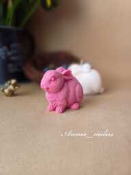 Rabbit-Shaped Candle With A Fluffy Texture, Soywax & Beeswax , Home Decor - thumbnail 1