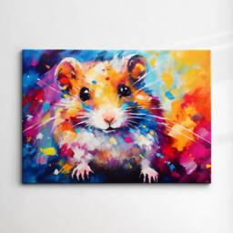 Colorful Hamster Pet Animal Abstract Oil Painting Paint Splatter Style Wall Art Framed Canvas Poster Print Home Living Room Decor Gift - thumbnail 3