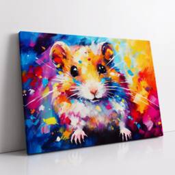 Colorful Hamster Pet Animal Abstract Oil Painting Paint Splatter Style Wall Art Framed Canvas Poster Print Home Living Room Decor Gift - thumbnail 2