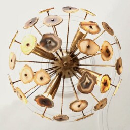 Flush Mount Agate Sputnik Ceiling Light, Brass 4-Light Lamp - thumbnail 3