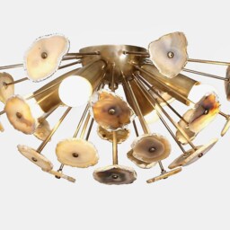 Flush Mount Agate Sputnik Ceiling Light, Brass 4-Light Lamp - thumbnail 2