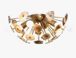 Flush Mount Agate Sputnik Ceiling Light, Brass 4-Light Lamp - thumbnail 1
