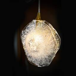Hand-Blown Glass Chandelier - Multi-Pendant Foyer Light, Modern Clear Colored - thumbnail 4
