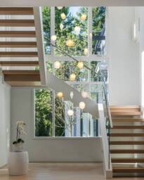 Hand-Blown Glass Chandelier - Multi-Pendant Foyer Light, Modern Clear Colored