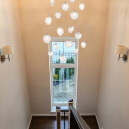 Hand-Blown Glass Chandelier - Multi-Pendant Foyer Light, Modern Clear Colored - thumbnail 3