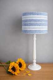 Linen Lampshade Or Ceiling French Blue & Antique White Stripes