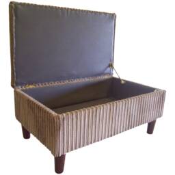 Extra Large Long Storage Box Camel Jumbo Cord Fabric - Dark Solid Round Wood Legs - thumbnail 2