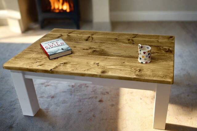 Rustic Pine Farmhouse Coffee Table - Handmade Timber, Custom Size - image 1