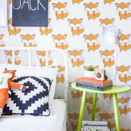 Peel & Stick Vinyl Wallpaper - Baby Nursery Wall Decor Fox Pattern Olb_010 - thumbnail 2