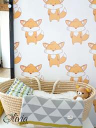 Peel & Stick Vinyl Wallpaper - Baby Nursery Wall Decor Fox Pattern Olb_010 - thumbnail 1