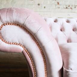 3 Seater Dusty Pink Velvet Fabric Chesterfield Sofa, British Handmade - thumbnail 3