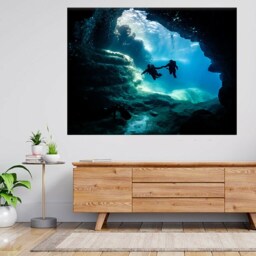 Scuba Diving Diver Under Sea Cave Water 3D View Wall Sticker Poster Decal A430 - thumbnail 1