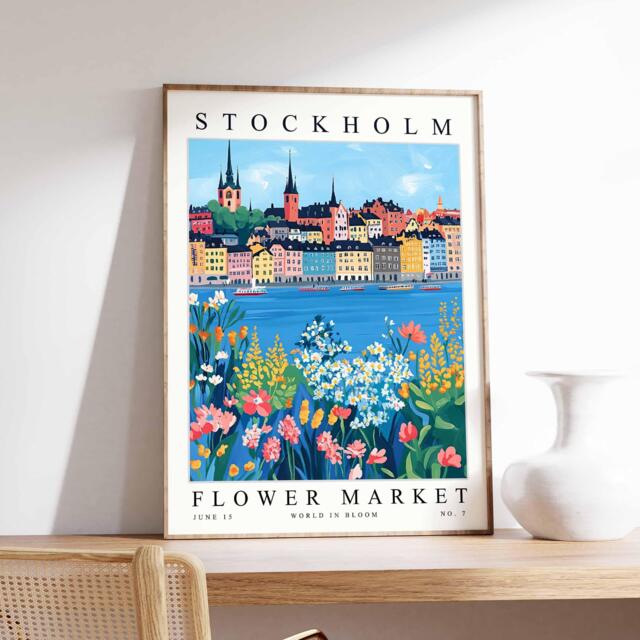 stockholm Flower Market Poster Vibrant Swedish Floral Wall Art - image 1