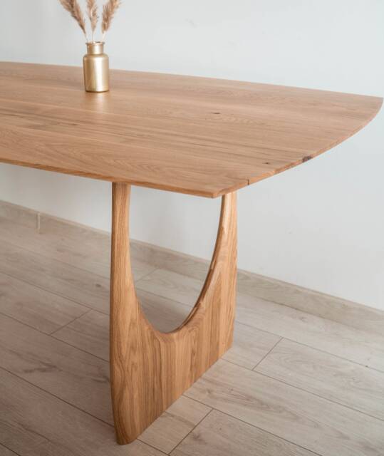 Solid Oak Dining Table, Live Edge, Scandinavian Design - 240x120 cm - image 1