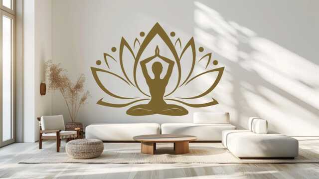 Lotus Flower Vinyl Wall Decal Namaste Meditation Room Decor - image 1