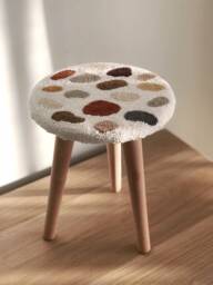 Handmade Punch Needle Stool Montessori Wooden Chair For Kids - thumbnail 1