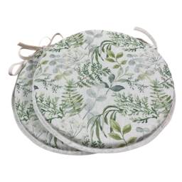 Set Of 2 Green & Grey Floral Bistro/Round/Bar Seat Pads - thumbnail 2