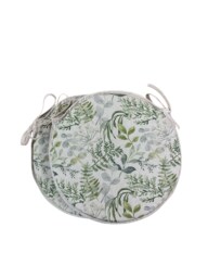Set Of 2 Green & Grey Floral Bistro/Round/Bar Seat Pads - thumbnail 1