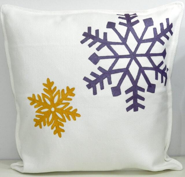New 20x20 Inch Designer Handmade Pillow Case With Hand Painted Snow Flakes