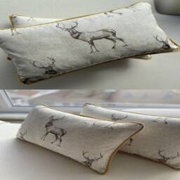 Pure Linen Pillow Covers, Deer Pattern, Double Sided Covers, Country House, Farmhouse, Home Decor, Handmade, 100% Linen, Size 5Available, Room - thumbnail 2