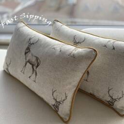 Pure Linen Pillow Covers, Deer Pattern, Double Sided Covers, Country House, Farmhouse, Home Decor, Handmade, 100% Linen, Size 5Available, Room