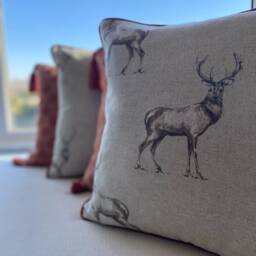Pure Linen Pillow Covers, Deer Pattern, Double Sided Covers, Country House, Farmhouse, Home Decor, Handmade, 100% Linen, Size 5Available, Room - thumbnail 3
