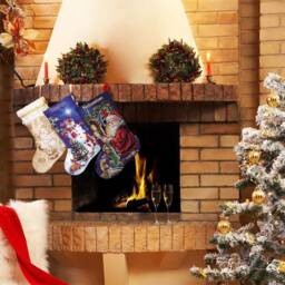 Personalised Christmas Stockings With Embroidered Santa Family Custom Cross Stitch Nursery Decor Cute Xmas Made To Order - thumbnail 4